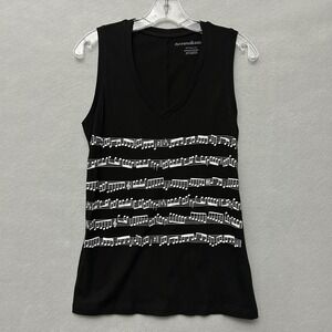 Norma Kamali Tank Top Women Medium Black Music Sheet Note Print NK39210B
